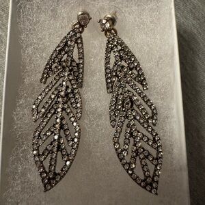 J. Crew Sparkling Silver Leaf Earrings
